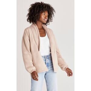 Z Supply Roz Quilted Jacket Solid Frappe Tan Brown Medium EUC Casual Basic $175